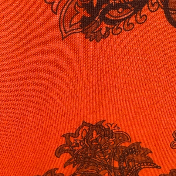 Domani Casual Stylish Cotton Blend Orange & Black Mandala Inspired Boho Top L - Picture 10 of 11